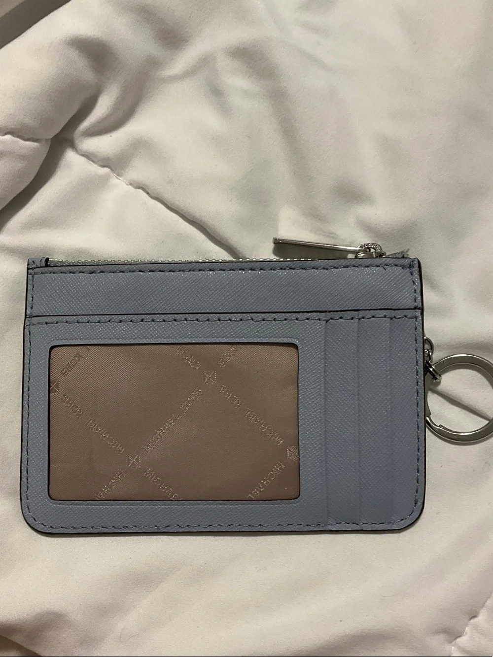Michael Kors Pale Blue Saffiano Leather Key Card Pouch